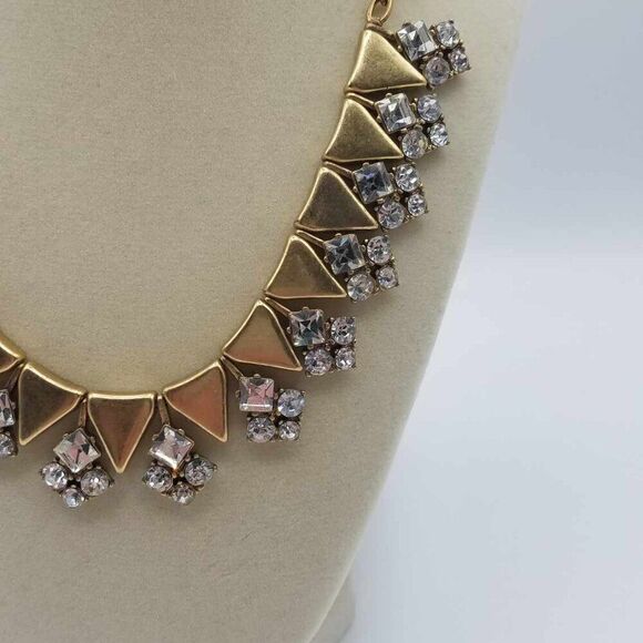 J Crew Matte Finish Triangle Crystal Rhinestone Cluster Necklace - Picture 4 of 12